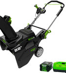 Greenworks - 80V 22 Cordless Brushless Snow Blower with 4.0 Ah Battery and Rapid Charger - Black/G