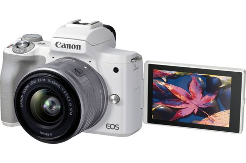 Canon - EOS M50 Mark II Mirrorless Camera with EF-M 15-45mm f/3.5-6.3 IS STM Zoom Lens - White