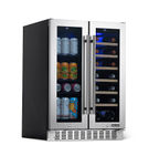 NewAir - 18-Bottle or 58-Can French Door Dual Zone Wine Refrigerator with SplitShelf and Beech Wood