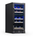 NewAir - 15 Built-in 29 Bottle Dual Zone Compressor Wine Fridge - Black Stainless Steel