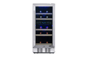 NewAir - 15 Built-in 29 Bottle Dual Zone Compressor Wine Fridge with Recessed Kickplate - Stainles