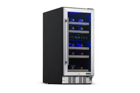 NewAir - 15 Built-in 29 Bottle Dual Zone Compressor Wine Fridge with Recessed Kickplate - Stainles