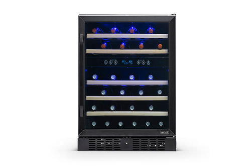 NewAir - 24 Built-in 46 Bottle Dual Zone Compressor Wine Fridge - Black Stainless Steel