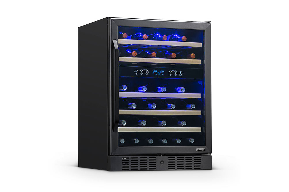 NewAir - 24 Built-in 46 Bottle Dual Zone Compressor Wine Fridge - Black Stainless Steel