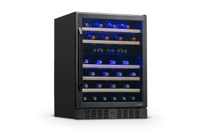 NewAir - 24 Built-in 46 Bottle Dual Zone Compressor Wine Fridge - Black Stainless Steel