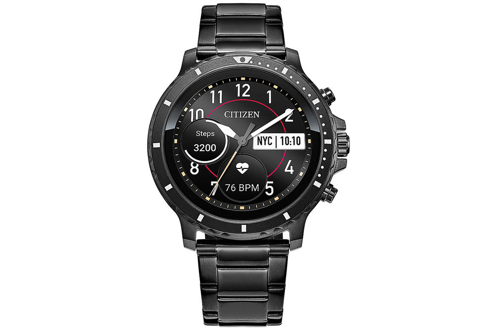 Citizen - CZ Smart HR Heart Rate Smartwatch 46mm Gray IP Stainless Steel bracelet Watch, Powered by