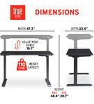 True Seating - Ergo Electric Height Adjustable Standing Desk - Black