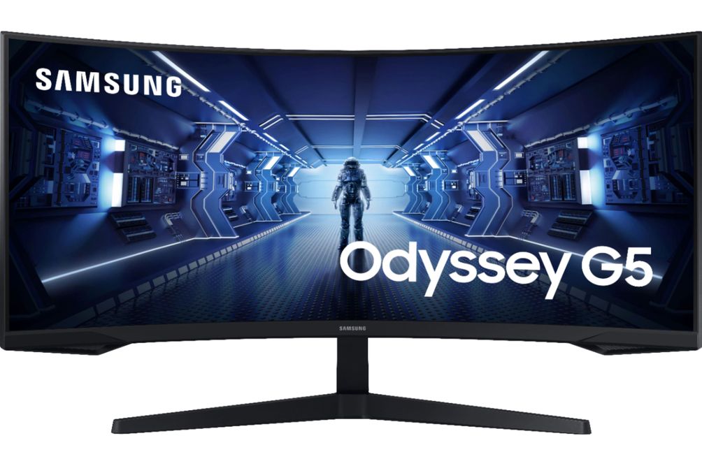 Samsung - 34 Odyssey G5 1000R Curved 1ms 165Hz QHD FreeSync Prem Gaming Monitor - Black