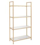 OSP Home Furnishings - Alios Bookcase in White Gloss finish with Rose Gold Chrome Plated Base - Whi