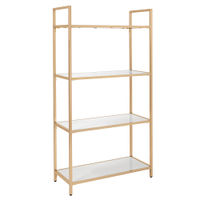 OSP Home Furnishings - Alios Bookcase in White Gloss finish with Rose Gold Chrome Plated Base - Whi