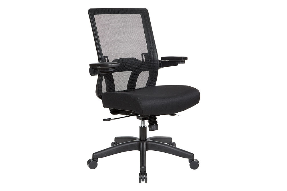 Office Star Products - Manager's Chair with Breathable Mesh Back and Fabric Seat with Black Nylon B
