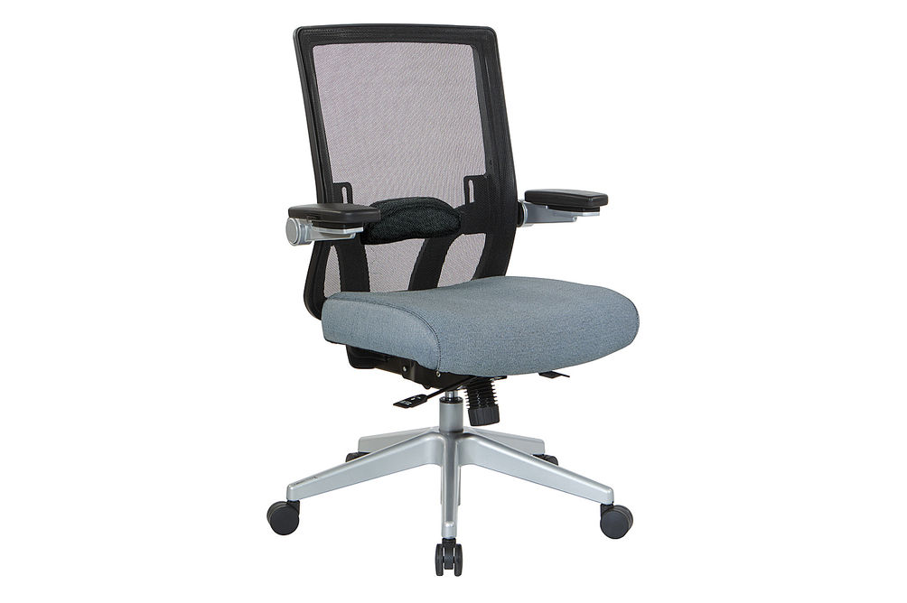 Office Star Products - Manager's Chair with Breathable Mesh Back and Fabric Seat with a Silver Base