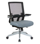 Office Star Products - Manager's Chair with Breathable Mesh Back and Fabric Seat with a Silver Base