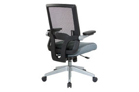 Office Star Products - Manager's Chair with Breathable Mesh Back and Fabric Seat with a Silver Base