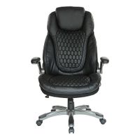 Office Star Products - Executive High Back Chair with Bonded Leather and Flip Arms - Black