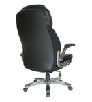 Office Star Products - Executive High Back Chair with Bonded Leather and Flip Arms - Black