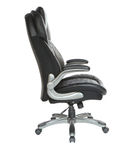 Office Star Products - Executive High Back Chair with Bonded Leather and Flip Arms - Black