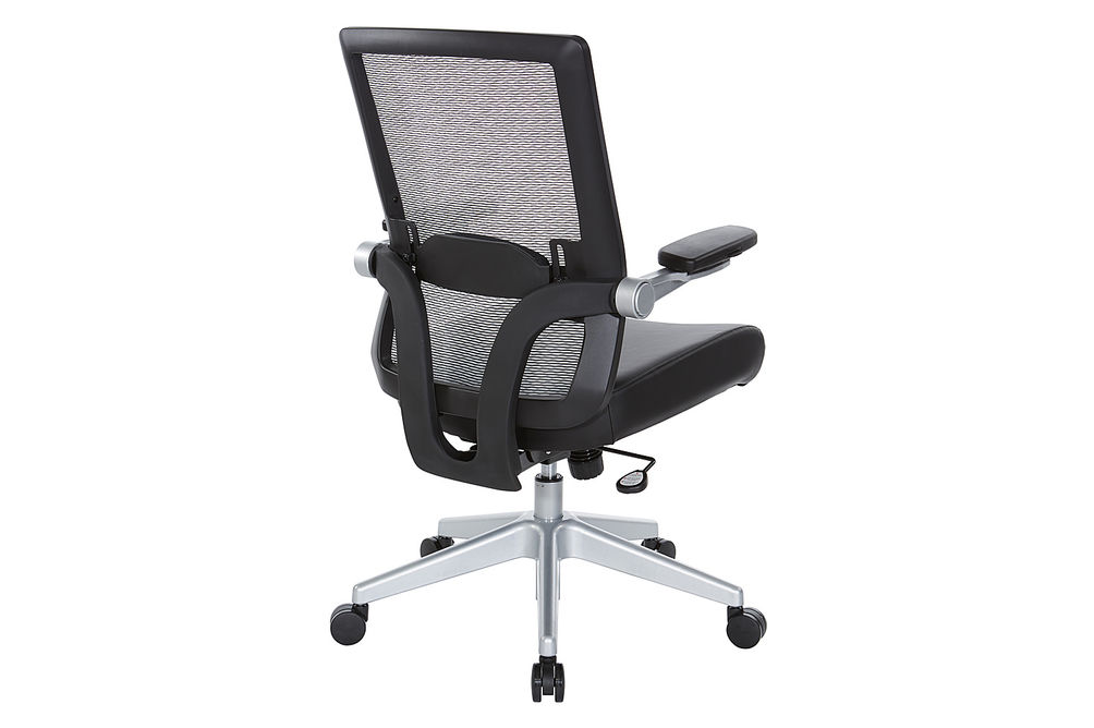 Office Star Products - Manager's Chair with Breathable Mesh Back and Black Bonded Leather Padded Se