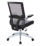 Office Star Products - Manager's Chair with Breathable Mesh Back and Black Bonded Leather Padded Se