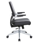 Office Star Products - Manager's Chair with Breathable Mesh Back and Black Bonded Leather Padded Se