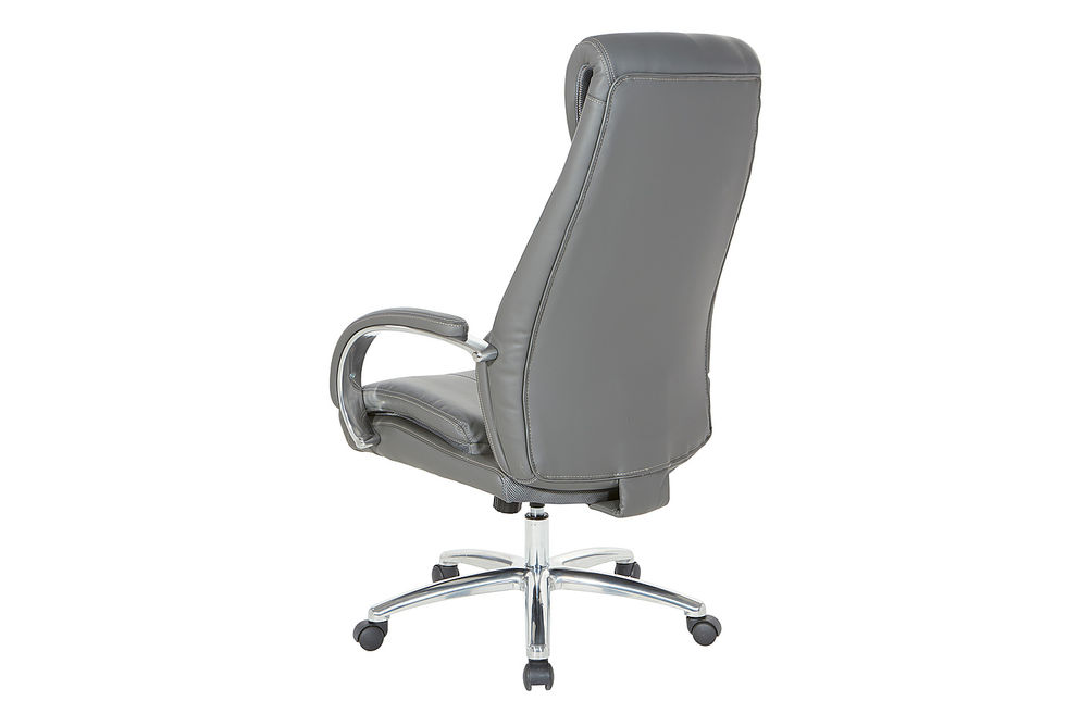 Office Star Products - Bonded Leather Executive Chair with Padded Polished Aluminum Arms and Chrome