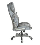 Office Star Products - Executive High Back Chair with Bonded Leather and Flip Arms - Grey