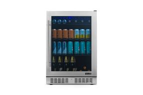 NewAir - 224-Can Built-In Beverage Cooler with Color Changing LED Lights and Seamless Door - Stainl