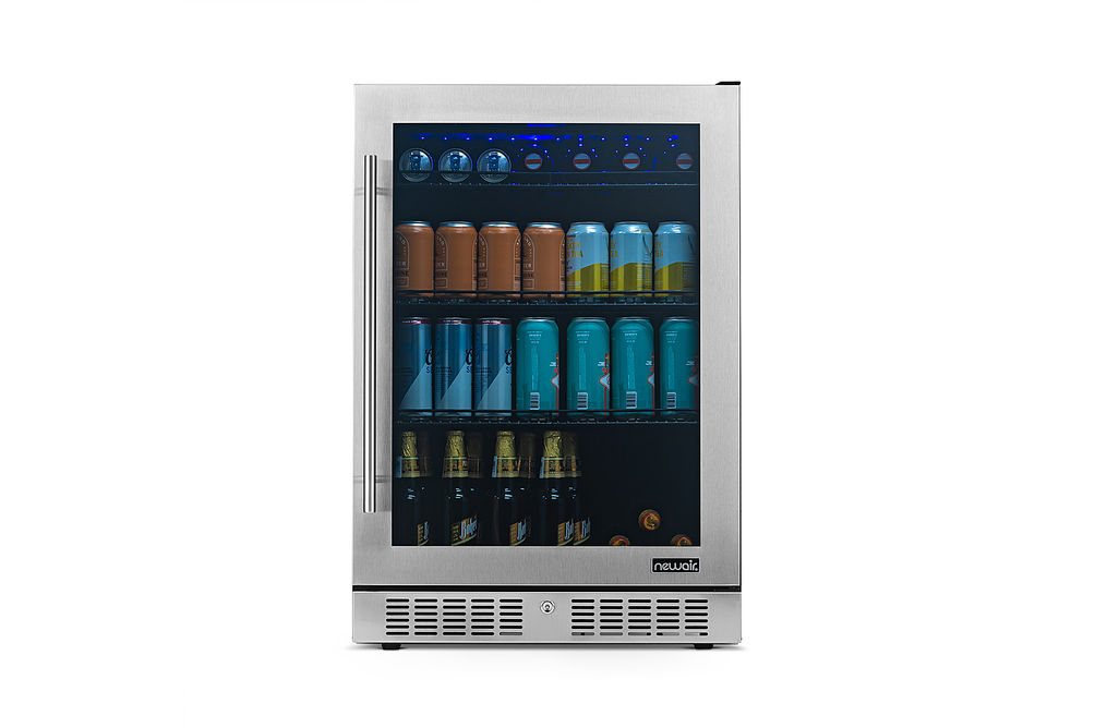 NewAir - 224-Can Built-In Beverage Cooler with Color Changing LED Lights and Seamless Door - Stainl