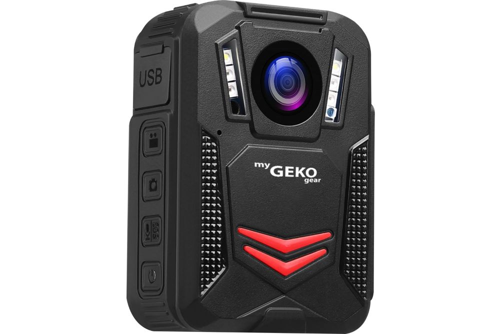 myGEKOgear - Aegis 300 1440p Body Camera Infrared Lights Water Resistance Password Protected GPS &