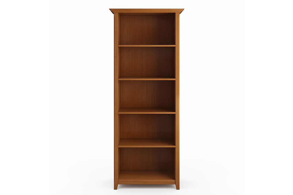 Simpli Home - Amherst Solid Wood 70 inch x 30 inch Transitional 5 Shelf Bookcase - Light Golden Bro