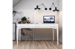 Simpli Home - Harper SOLID HARDWOOD Mid Century Modern 60 inch Wide Desk in - White