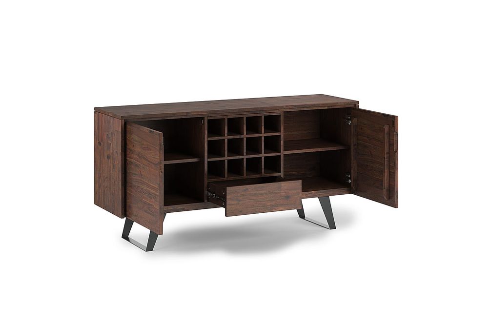 Simpli Home - Lowry Sideboard Buffet with Wine Rack - Distressed Charcoal Brown