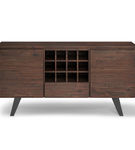 Simpli Home - Lowry Solid Acacia Wood 60 inch Wide Modern Industrial Sideboard Buffet with Wine Rac