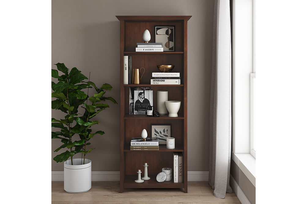 Simpli Home - Amherst 5 Shelf Bookcase - Russet Brown