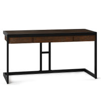 Simpli Home - Erina SOLID ACACIA WOOD Modern Industrial 60 inch Wide Writing Office Desk in - Farmh