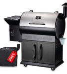 Z GRILLS - 700E Wood Pellet Grill and Smoker with Cabinet Storage - Stainless Steel