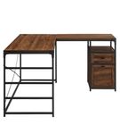 Walker Edison - 59 Urban Industrial 2 Drawer L Shaped Desk - Dark walnut