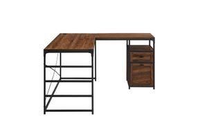 Walker Edison - 59 Urban Industrial 2 Drawer L Shaped Desk - Dark walnut