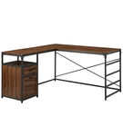 Walker Edison - 59 Urban Industrial 2 Drawer L Shaped Desk - Dark walnut