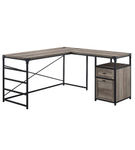 Walker Edison - 59 Urban Industrial 2 Drawer L Shaped Desk - Grey wash