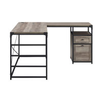 Walker Edison - 59 Urban Industrial 2 Drawer L Shaped Desk - Grey wash