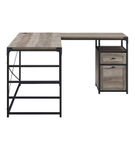 Walker Edison - 59 Urban Industrial 2 Drawer L Shaped Desk - Grey wash