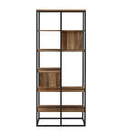 Walker Edison - 70 Modern Industrial Asymmetrical Shelf Bookcase - Rustic Oak