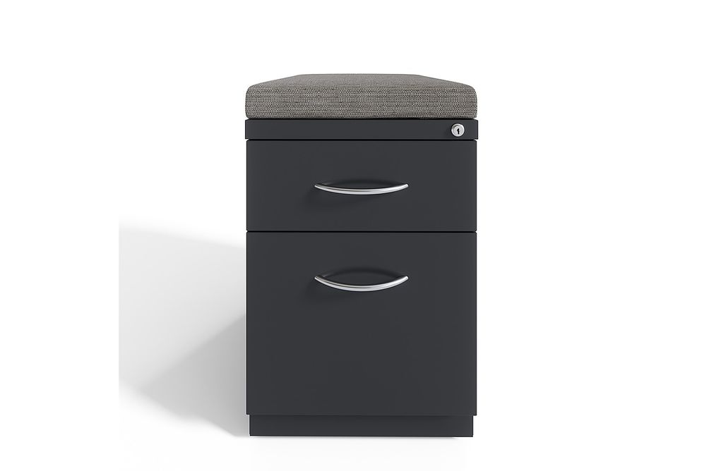Hirsh 20-inch Deep Mobile Pedestal File 2-Drawer Box-File with Arch Pull and Seat Cushion, Charcoal