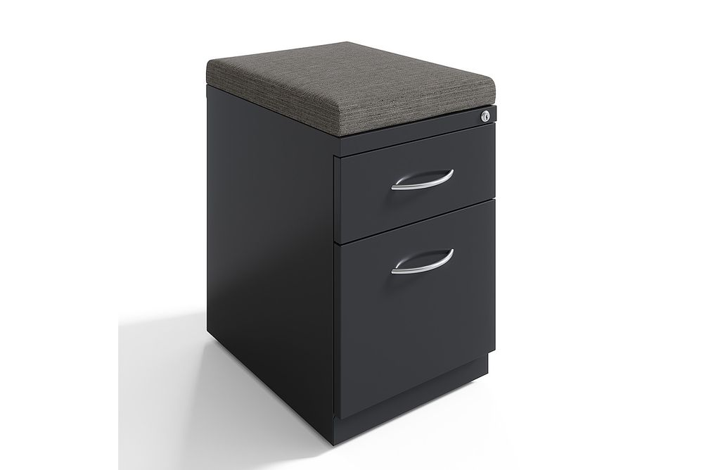 Hirsh 20-inch Deep Mobile Pedestal File 2-Drawer Box-File with Arch Pull and Seat Cushion, Charcoal