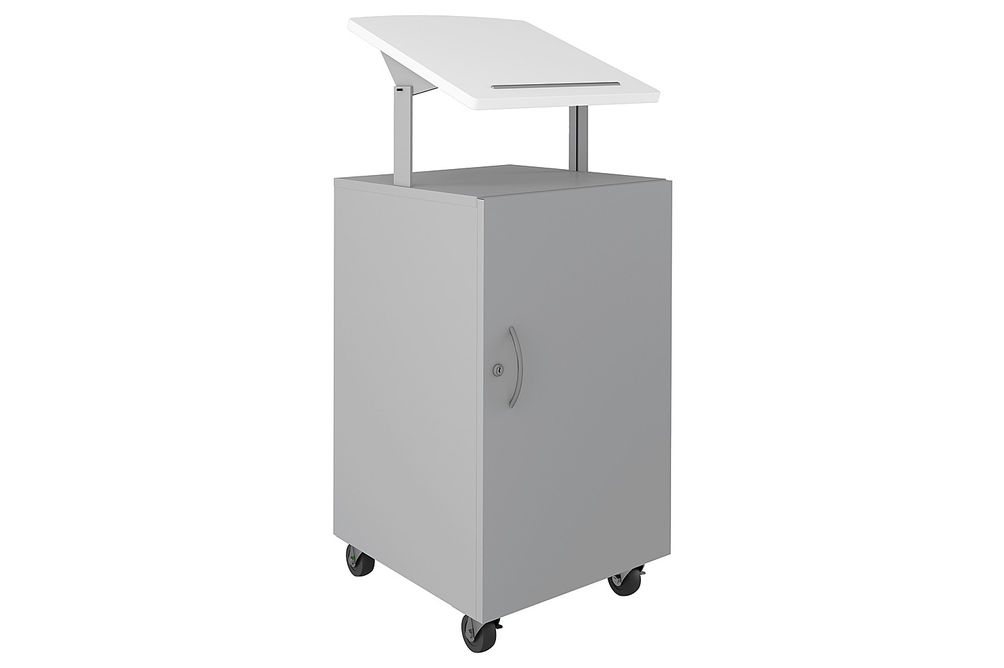 Hirsh - Mobile Locking Podium for Classroom or Office - Arctic Silver - White