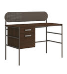 Sauder - Radial Single Pedestall Desk - Umber Wood