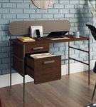 Sauder - Radial Single Pedestall Desk - Umber Wood