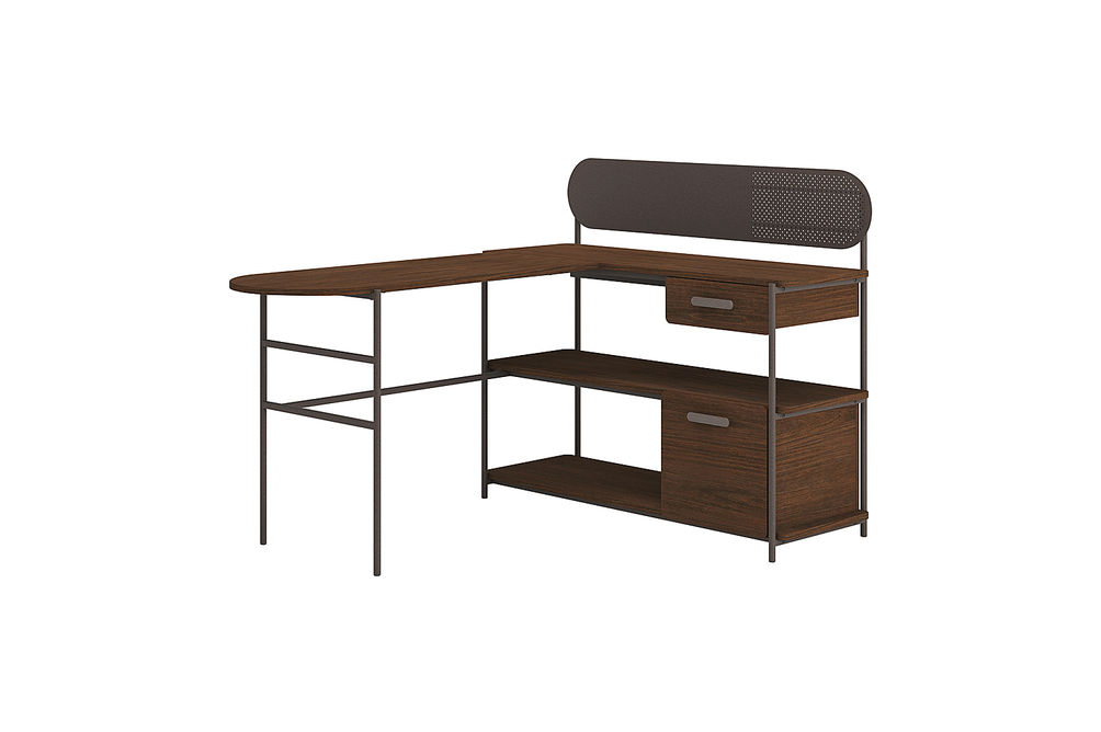 Sauder - Radial L Desk - Umber Wood