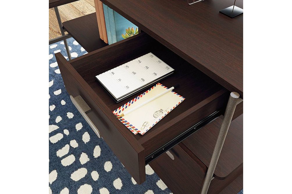 Sauder - Radial L Desk - Umber Wood